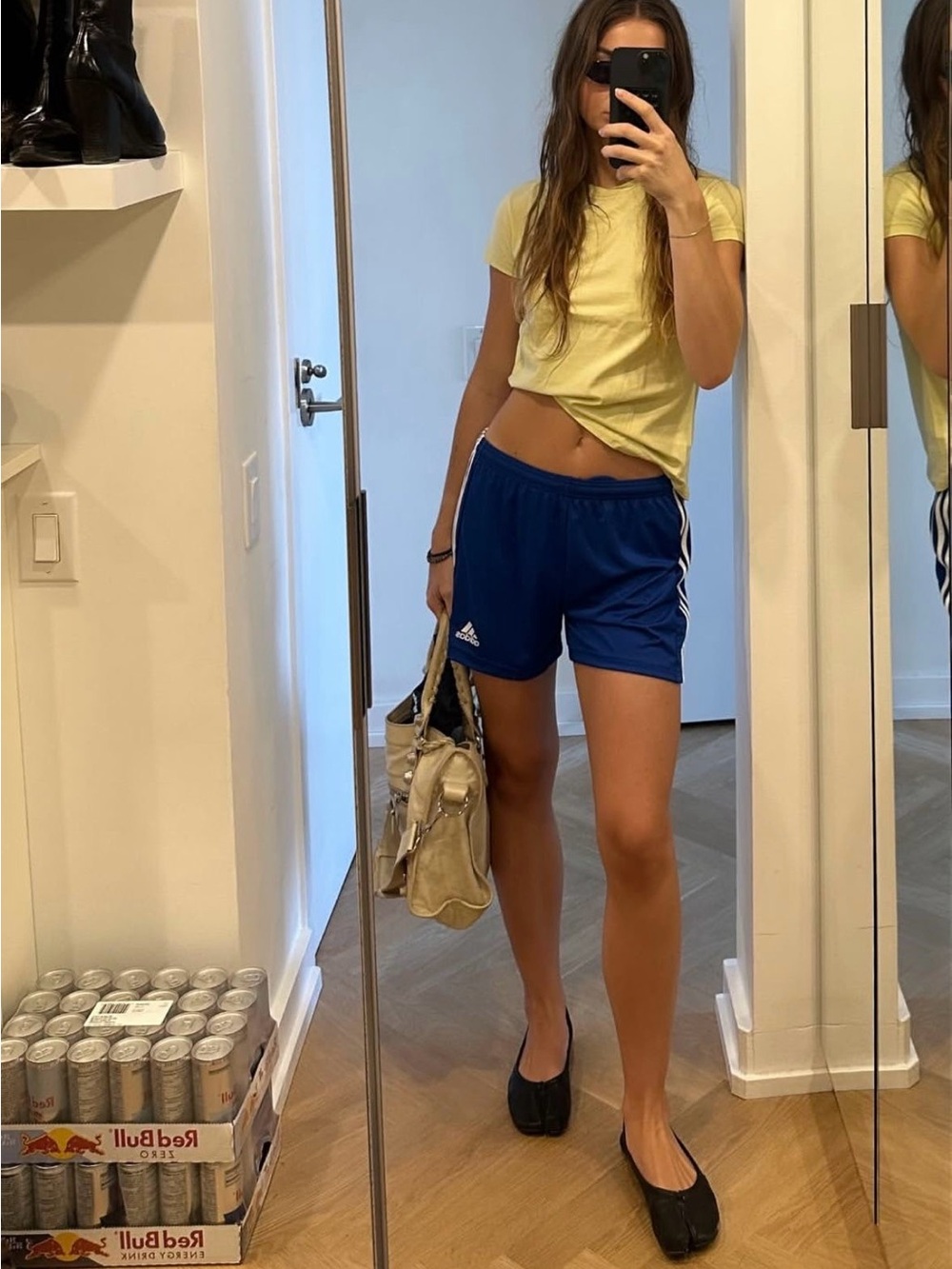 adidas Royal Blue Athletic Shorts with White Stripes